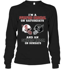 Load image into Gallery viewer, I'm Stanford Cardinal on saturdays and Oakland Raider on sundays shirt