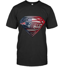 Load image into Gallery viewer, New England Patriots and UMass Minutemens superman american flag layer shirt