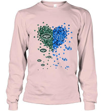 Load image into Gallery viewer, New York Jets and Buffalo Bulls tiny hearts shaped fan shirt