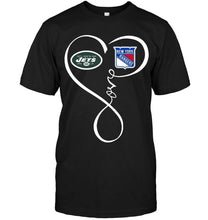 Load image into Gallery viewer, New York Jets New York Rangers love heart shirt