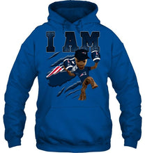 Load image into Gallery viewer, I am groot loves New England Patriots fan t shirt
