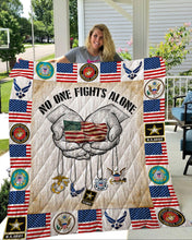 Load image into Gallery viewer, No one fights alone US military quilt blanket