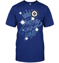 Load image into Gallery viewer, Winnipeg Jets crown haters gonna hate glitter pattern t shirt