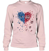 Load image into Gallery viewer, New England Patriots and UMass Minutemens tiny hearts shaped fan shirt