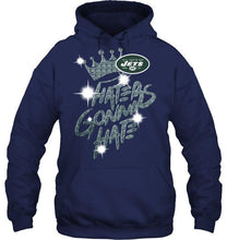 Load image into Gallery viewer, New York Jets crown haters gonna hate glitter pattern t shirt