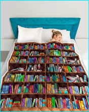 Load image into Gallery viewer, book shelves book lovers quilt blanket