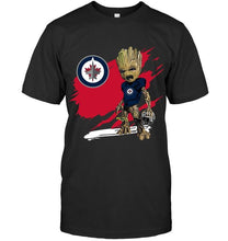 Load image into Gallery viewer, Winnipeg Jets angry baby groot ripped simpson shirt