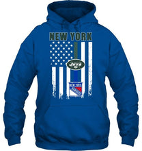 Load image into Gallery viewer, New York New York Jets New York Rangers american flag shirt