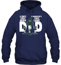 Load image into Gallery viewer, New York Jets Dad son's first hero daughter's first love shirt