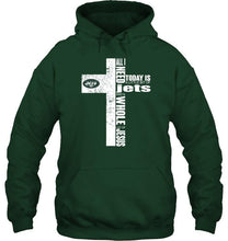 Load image into Gallery viewer, All I need today is a little bit of New York Jets and a whole lot of Jesus cross shirt