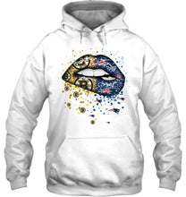 Load image into Gallery viewer, New England Patriots and Boston Bruins glitter pattern sexy lips t shirt