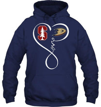 Load image into Gallery viewer, Stanford Cardinal Anaheim Ducks love heart shirt