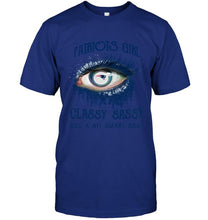Load image into Gallery viewer, New England Patriots girl classy sasy and a bit smart asy glitter pattern eye t shirt