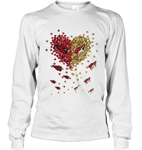 Arizona Cardinals Patriots and Arizona Coyotes tiny hearts shaped fan shirt