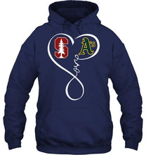 Load image into Gallery viewer, Stanford Cardinal Oakland Athletics love heart shirt