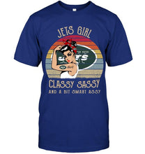 Load image into Gallery viewer, New York Jets girl classy sasy and a bit smart asy retro shirt
