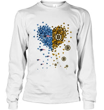 Load image into Gallery viewer, New England Patriots and Boston Bruins tiny hearts shaped fan shirt