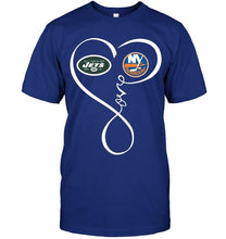 Load image into Gallery viewer, New York Jets New york Islanders love heart shirt