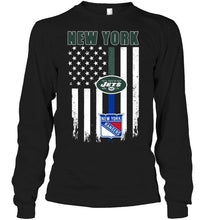 Load image into Gallery viewer, New York New York Jets New York Rangers american flag shirt