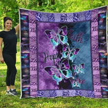 Load image into Gallery viewer, hope and faith purple butterfly quilt blanket