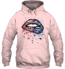 Load image into Gallery viewer, New England Patriots and UMass Minutemens glitter pattern sexy lips t shirt