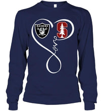 Load image into Gallery viewer, Oakland Raiders Stanford Cardinal love heart shirt