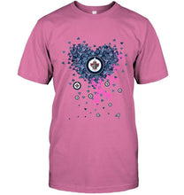 Load image into Gallery viewer, Winnipeg Jets tiny heart love shaped br east cancer shirt