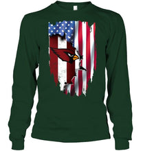 Load image into Gallery viewer, Arizona Cardinals flag ripped american flag shirt