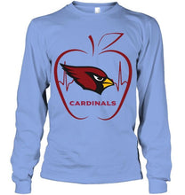 Load image into Gallery viewer, Arizona Cardinals heartbeat teacher apple shirt