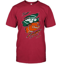 Load image into Gallery viewer, New York Jets and Syracuse Orange layer under ripped shirt
