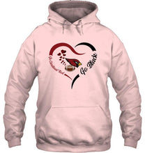 Load image into Gallery viewer, Go Cardinal red Go black Arizona Cardinals fan heart shirt