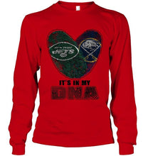 Load image into Gallery viewer, New York Jets and Buffalo Sabres it's my dna love fingerprints shirt