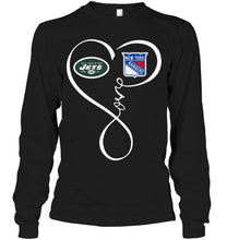 Load image into Gallery viewer, New York Jets New York Rangers love heart shirt
