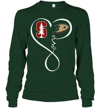 Load image into Gallery viewer, Stanford Cardinal Anaheim Ducks love heart shirt