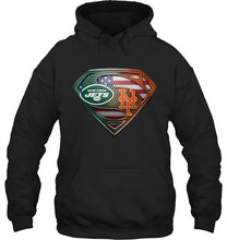 Load image into Gallery viewer, New York Jets and New York Mets superman american flag layer shirt