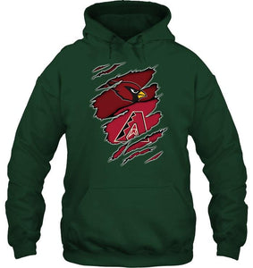 Arizona Cardinals and Arizona Diamondbacks layer under ripped shirt