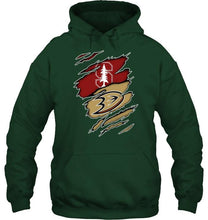 Load image into Gallery viewer, Stanford Cardinal and Anaheim Ducks layer under ripped shirt