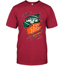 Load image into Gallery viewer, New York Jets and New York Mets layer under ripped shirt