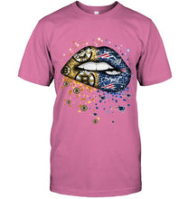 Load image into Gallery viewer, New England Patriots and Boston Bruins glitter pattern sexy lips t shirt