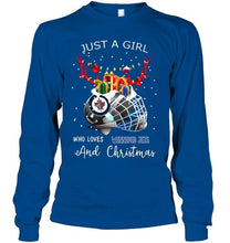 Load image into Gallery viewer, Just a girl who love Winnipeg Jets and christmas fan shirt