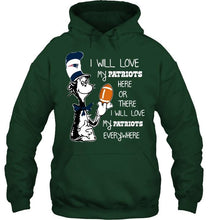 Load image into Gallery viewer, I will love my New England Patriots here or there love everywhere the cat fan simpson shirt