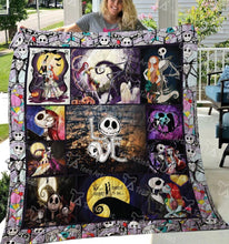 Load image into Gallery viewer, jack skellington and sally love halloween party blanket