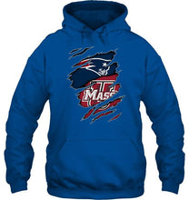 Load image into Gallery viewer, New England Patriots and UMass Minutemens layer under ripped shirt