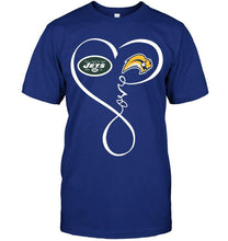 Load image into Gallery viewer, New York Jets Buffalo Sabres love heart shirt
