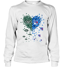 Load image into Gallery viewer, New York Jets and New York Rangers tiny hearts shaped fan shirt