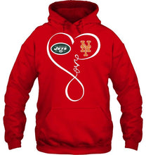 Load image into Gallery viewer, New York Jets New York Mets love heart shirt