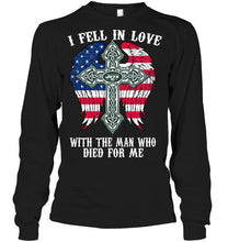 Load image into Gallery viewer, I fell in love with the man who died for me New York Jets jesus cross wings shirt