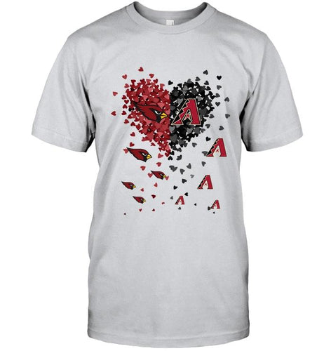 Arizona Cardinals Patriots and Arizona Diamondbacks tiny hearts shaped fan shirt