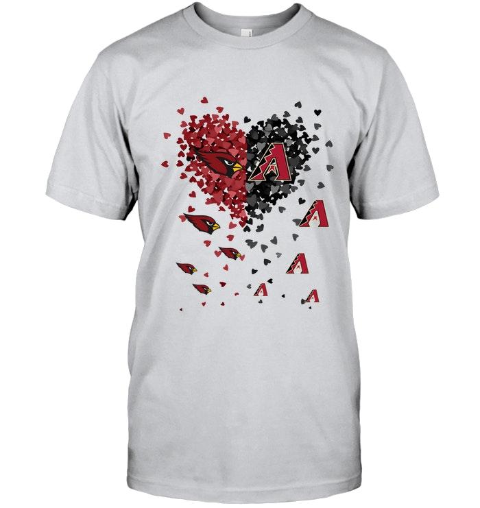 Arizona Cardinals Patriots and Arizona Diamondbacks tiny hearts shaped fan shirt