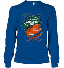 Load image into Gallery viewer, New York Jets and Syracuse Orange layer under ripped shirt